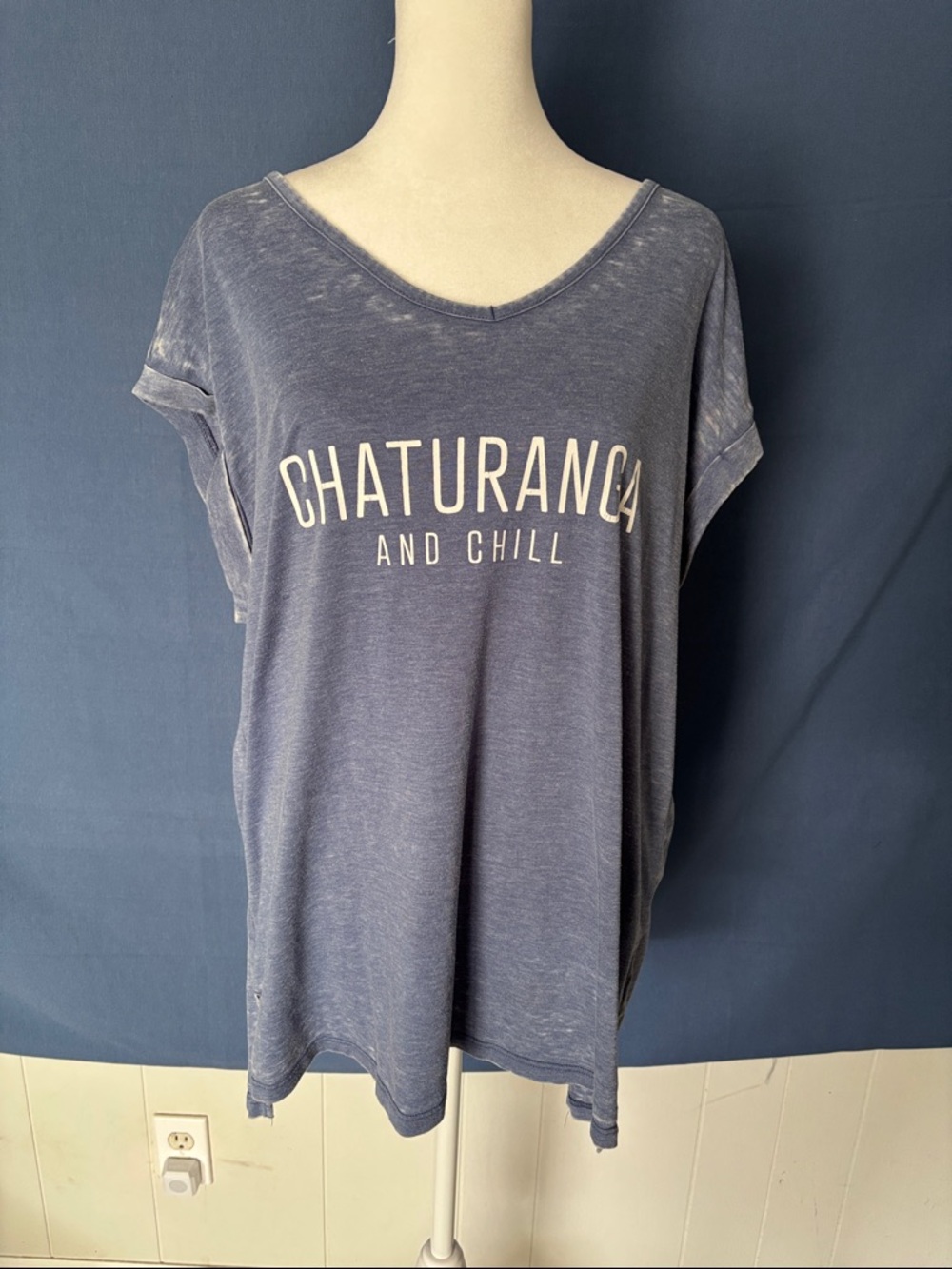 Chaturanga and Chill Women's Relaxed Tee - Slate Blue
